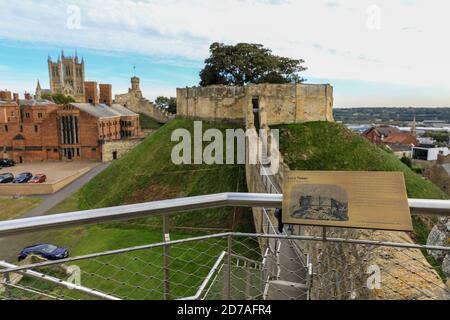 Lucy Tower da Lincoln Castle Walls, Città di Lincoln, Lincolnshire, Inghilterra, Regno Unito Foto Stock