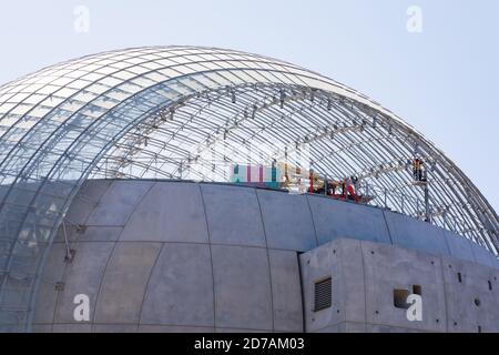 Costruzione dell'Academy Museum of Motion Pictures, in attesa di essere aperto nel 2012, Fairfax e Wilshire Boulevard. Progettato da Renzo piano. Los Angeles, Califor Foto Stock