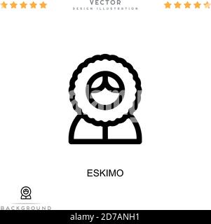 Icona Eskimo. Semplice elemento della raccolta delle interruzioni digitali. Icona Eskimo linea per modelli, infografiche e altro ancora Illustrazione Vettoriale