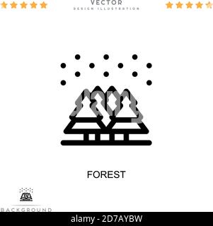 Icona Foresta. Semplice elemento della raccolta delle interruzioni digitali. Icona della foresta di linee per modelli, infografiche e altro ancora Illustrazione Vettoriale