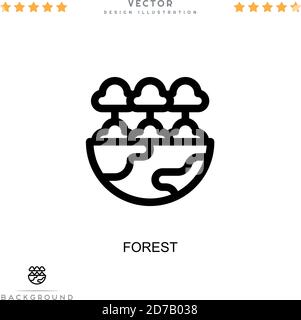 Icona Foresta. Semplice elemento della raccolta delle interruzioni digitali. Icona della foresta di linee per modelli, infografiche e altro ancora Illustrazione Vettoriale