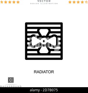 Icona radiatore. Semplice elemento della raccolta delle interruzioni digitali. Icona radiatore di linea per modelli, infografiche e altro ancora Illustrazione Vettoriale