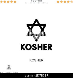 Icona Kosher. Semplice elemento della raccolta delle interruzioni digitali. Icona di Line Kosher per modelli, infografiche e altro ancora Illustrazione Vettoriale