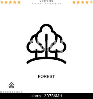 Icona Foresta. Semplice elemento della raccolta delle interruzioni digitali. Icona della foresta di linee per modelli, infografiche e altro ancora Illustrazione Vettoriale