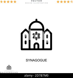 Icona della sinagoga. Semplice elemento della raccolta delle interruzioni digitali. Icona della sinagoga di linea per modelli, infografiche e altro ancora Illustrazione Vettoriale