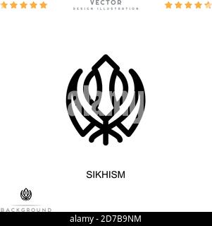 Icona Sikhism. Semplice elemento della raccolta delle interruzioni digitali. Icona Sikhism per modelli, infografiche e altro ancora Illustrazione Vettoriale