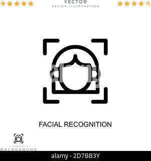 Icona di riconoscimento facciale. Semplice elemento della raccolta delle interruzioni digitali. Icona di riconoscimento del volto della linea per modelli, infografiche e altro ancora Illustrazione Vettoriale