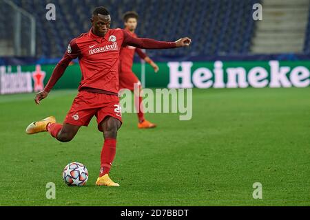 Salisburgo, Austria 21 ottobre 2020: CL - 20/21 - RB Salisburgo vs. Lokomotiv Mosca Patson Daka (FC Salzburg), con Ball/| utilizzo in tutto il mondo Credit: dpa Picture Alliance/Alamy Live News Foto Stock