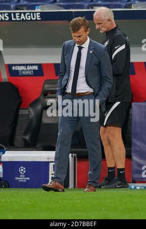 Salisburgo, Austria 21 ottobre 2020: CL - 20/21 - RB Salzburg vs. Lokomotiv Moscow coach Jesse Marsch (FC Salzburg), insoddisfatto/deluso/deluso/dejected/frufrufrufrufrufrusatedriert/| usage worldwide Credit: dpa picture Alliance/Alamy Live News Foto Stock