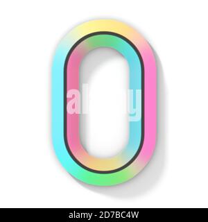 Colore al neon carattere luminoso lettera o illustrazione di rendering 3D isolata su sfondo bianco Foto Stock