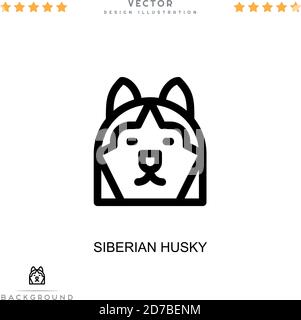 Icona di Husky siberiano. Semplice elemento della raccolta delle interruzioni digitali. Icona di Husky siberiano di linea per modelli, infografiche e altro ancora Illustrazione Vettoriale