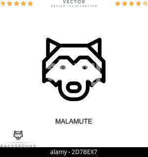 Icona Malamute. Semplice elemento della raccolta delle interruzioni digitali. Icona di malamuto della linea per modelli, infografiche e altro ancora Illustrazione Vettoriale