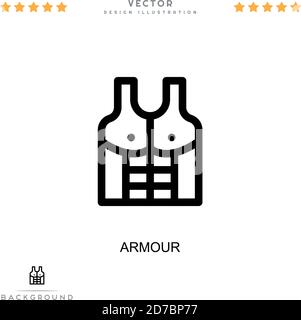 Icona Armor. Semplice elemento della raccolta delle interruzioni digitali. Icona Line Armor per modelli, infografiche e altro ancora Illustrazione Vettoriale