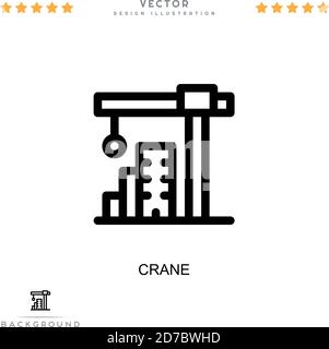 Icona gru. Semplice elemento della raccolta delle interruzioni digitali. Icona Line Crane per modelli, infografiche e altro ancora Illustrazione Vettoriale