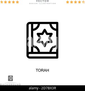 Icona Torah. Semplice elemento della raccolta delle interruzioni digitali. Icona Line Torah per modelli, infografiche e altro ancora Illustrazione Vettoriale