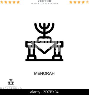 Icona Menorah. Semplice elemento della raccolta delle interruzioni digitali. Icona di Line Menorah per modelli, infografiche e altro ancora Illustrazione Vettoriale
