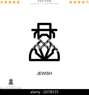 Icona ebraica. Semplice elemento della raccolta delle interruzioni digitali. Icona di Line Jewish per modelli, infografiche e altro ancora Illustrazione Vettoriale
