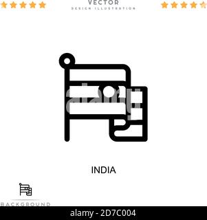 Icona India. Semplice elemento della raccolta delle interruzioni digitali. Icona Line India per modelli, infografiche e altro ancora Illustrazione Vettoriale