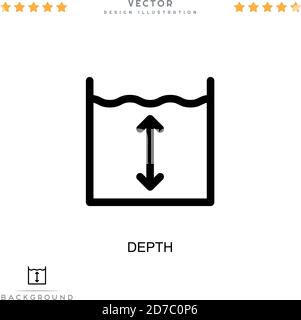 Icona profondità. Semplice elemento della raccolta delle interruzioni digitali. Icona profondità linea per modelli, infografiche e altro ancora Illustrazione Vettoriale