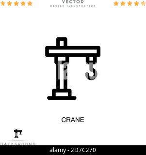 Icona gru. Semplice elemento della raccolta delle interruzioni digitali. Icona Line Crane per modelli, infografiche e altro ancora Illustrazione Vettoriale