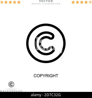 Icona del copyright. Semplice elemento della raccolta delle interruzioni digitali. Icona del copyright di linea per modelli, infografiche e altro ancora Illustrazione Vettoriale