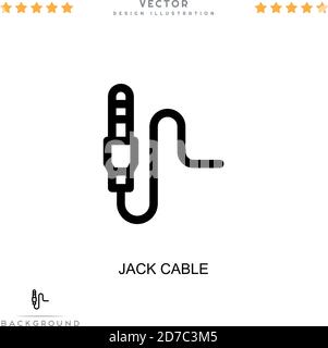 Icona del cavo del jack. Semplice elemento della raccolta delle interruzioni digitali. Icona del cavo del jack di linea per modelli, infografiche e altro ancora Illustrazione Vettoriale