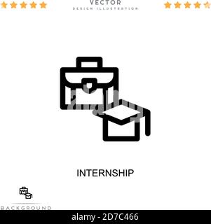 Icona di stage. Semplice elemento della raccolta delle interruzioni digitali. Icona di internship di linea per modelli, infografiche e altro ancora Illustrazione Vettoriale