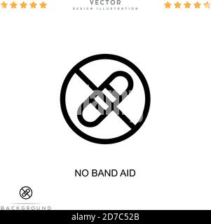 Nessuna icona di ausilio alla banda. Semplice elemento della raccolta delle interruzioni digitali. Linea icona No band Aid per modelli, infografiche e altro ancora Illustrazione Vettoriale