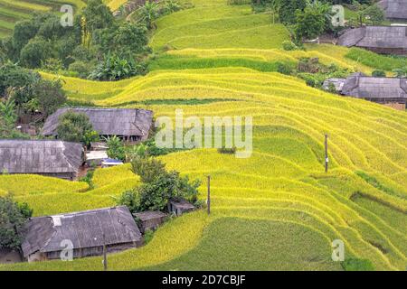 Phung villaggio, distretto di Hoang su Phi, provincia di ha Giang, Vietnam - 11 settembre 2020: Godetevi lo splendido scenario del villaggio di Phung, la Dist di Hoang su Phi Foto Stock