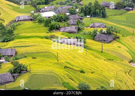 Phung villaggio, distretto di Hoang su Phi, provincia di ha Giang, Vietnam - 11 settembre 2020: Godetevi lo splendido scenario del villaggio di Phung, la Dist di Hoang su Phi Foto Stock