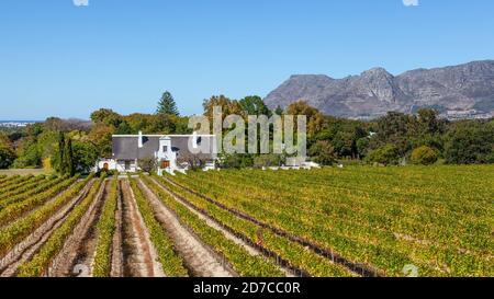 Una bella casa olandese del Capo nei terreni di Groot Constantia a Città del Capo, Sud Africa. Foto Stock