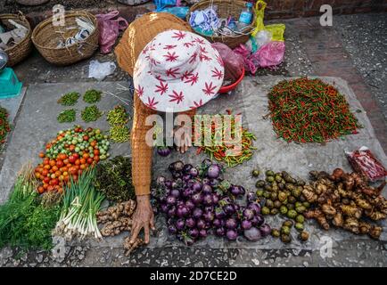 Mercato di strada in Laos Foto Stock