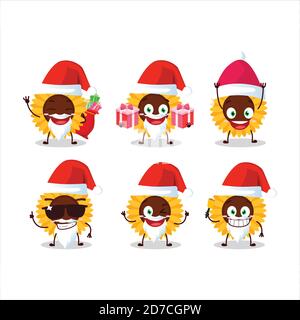 Emoticon di Babbo Natale con cartoni animati di girasole Illustrazione Vettoriale