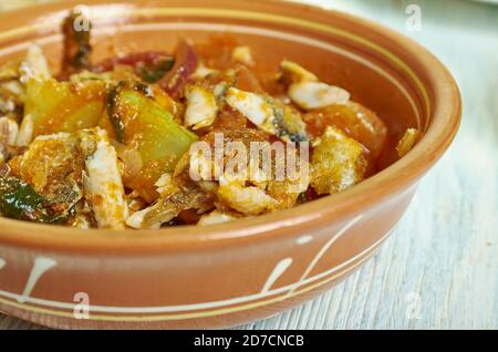 Vendita Satini Poisson - Chutney di pesce salato, tipico piatto creolo Mauriziano Foto Stock