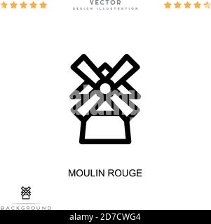 Moulin rouge icona. Semplice elemento della raccolta delle interruzioni digitali. Icona Line Moulin rouge per modelli, infografiche e altro ancora Illustrazione Vettoriale