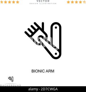 Icona braccio bionico. Semplice elemento della raccolta delle interruzioni digitali. Icona del braccio Line Bionic per modelli, infografiche e altro ancora Illustrazione Vettoriale