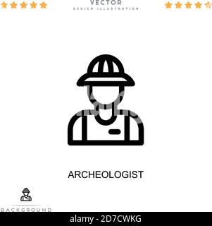 Icona archeologa. Semplice elemento della raccolta delle interruzioni digitali. Icona di Line Archaeologist per modelli, infografiche e altro ancora Illustrazione Vettoriale