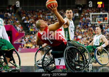 Londra, Regno Unito. 8 Settembre 2012. Richard Peter (CAN) Basketball in sedia a rotelle : incontro finale maschile tra Australia e Canada durante i Giochi Paralimpici di Londra 2012 alla North Greenwich Arena di Londra, Regno Unito . Credit: AFLO SPORT/Alamy Live News Foto Stock