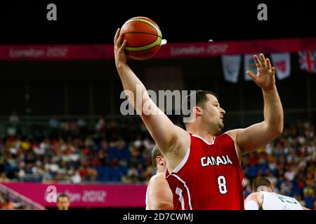 Londra, Regno Unito. 8 Settembre 2012. Joey Johnson (CAN) Basketball in sedia a rotelle : incontro finale maschile tra Australia e Canada durante i Giochi Paralimpici di Londra 2012 presso la North Greenwich Arena di Londra, Regno Unito . Credit: AFLO SPORT/Alamy Live News Foto Stock