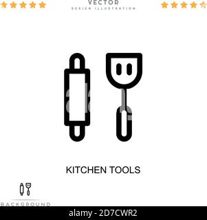 Icona utensili da cucina. Semplice elemento della raccolta delle interruzioni digitali. Icona degli strumenti di Line Kitchen per modelli, infografiche e altro ancora Illustrazione Vettoriale