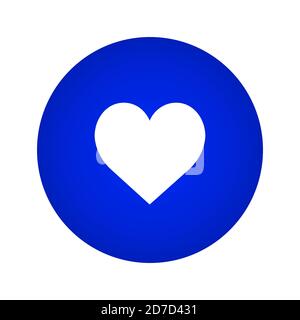 Icona mi piace. Pulsante mi piace. Icona del cuore su una forma di cerchio di sfumatura blu. Illustrazione vettoriale Illustrazione Vettoriale