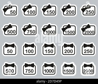 Icone carta regalo Set di adesivi in bianco e nero Grande Illustrazione Vettoriale