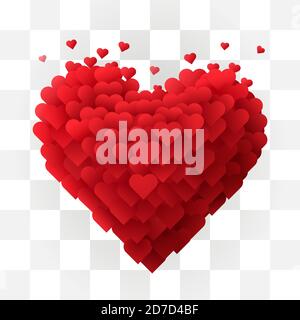 Cuore di San Valentino su sfondo trasparente. Buon giorno di valentines. Illustrazione vettoriale. Illustrazione Vettoriale