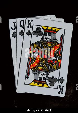Foto di una carta da gioco con sfondo nero. Foto Stock