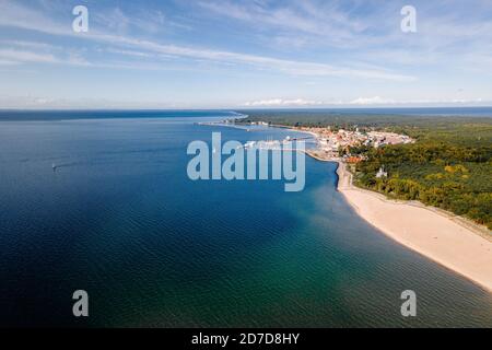 Panorama della città di Hel vista dall'aria Foto Stock