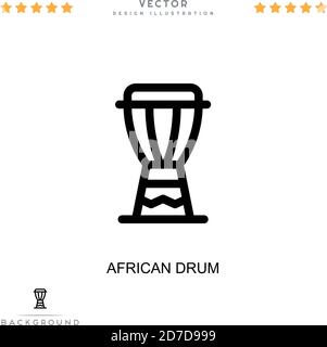 Icona del tamburo africano. Semplice elemento della raccolta delle interruzioni digitali. Icona drum africano per modelli, infografiche e altro ancora Illustrazione Vettoriale