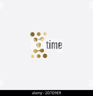 Icona ora. Punti a forma di clessidra. Modello semplice di logo piatto astratto a punti. Idea emblema moderno. Progetto di concetto di logotipo per le aziende. Vettore isolato Illustrazione Vettoriale