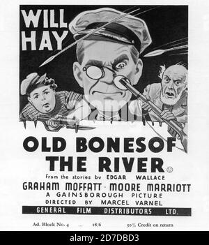 WILL HAY GRAHAM MOFFATT E MOORE MARRIOTT IN OSSA VECCHIE DEL FIUME 1938 direttore MARCEL VARNEL satire dal Storie di EDGAR WALLACE Gainsborough Pictures / General Film Distributors (GFD) Foto Stock