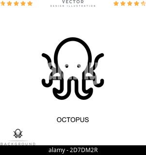 Icona del polpo. Semplice elemento della raccolta delle interruzioni digitali. Icona del topus della linea per modelli, infografiche e altro ancora Illustrazione Vettoriale
