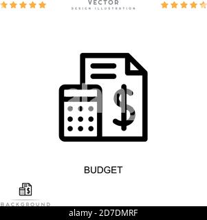 Icona budget. Semplice elemento della raccolta delle interruzioni digitali. Icona bilancio riga per modelli, infografiche e altro ancora Illustrazione Vettoriale